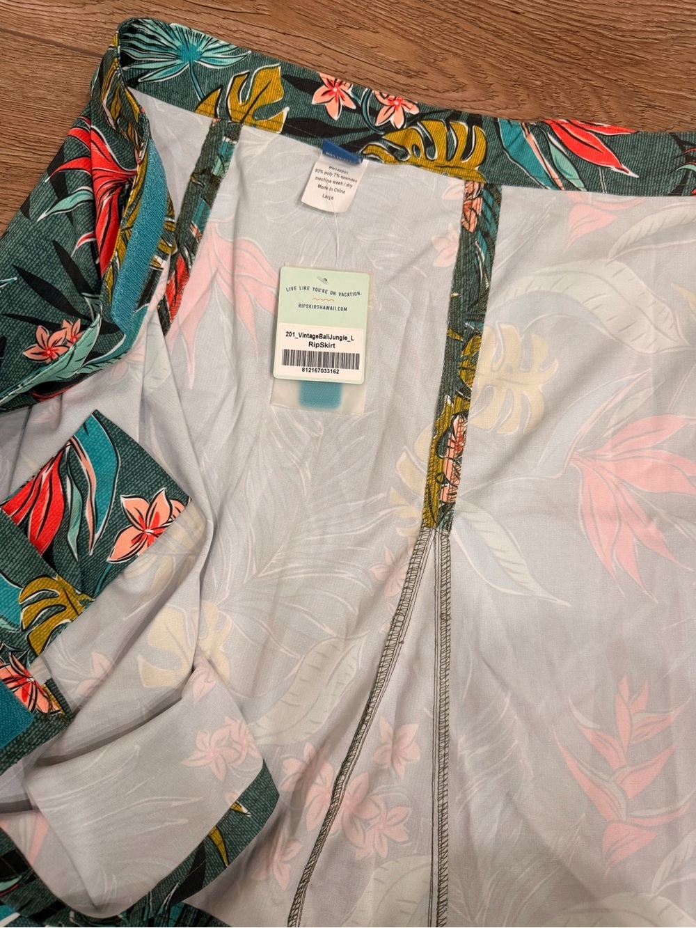 Ripskirt Hawaii Teal Tropical Floral Swim Coverup Skirt 0046 - Picture 2 of 3